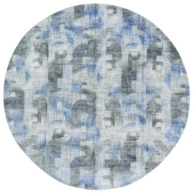 Modern and Contemporary Wool & Silk Hand Knotted Rug Blue No Border 12.0X12.0 -O059491