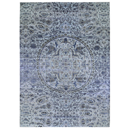Transitional Wool Hand Knotted Rug Grey No Border 10.0X14.2 -O059493