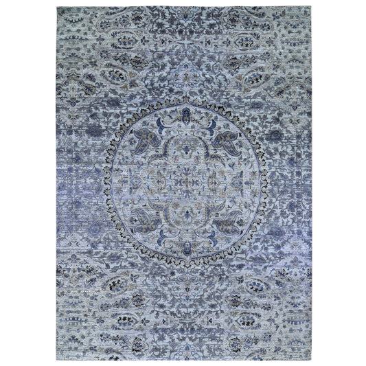 Transitional Wool Hand Knotted Rug Grey No Border 10.0X14.2 -O059493