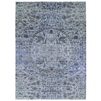 Transitional Wool Hand Knotted Rug Grey No Border 10.0X14.2 -O059493