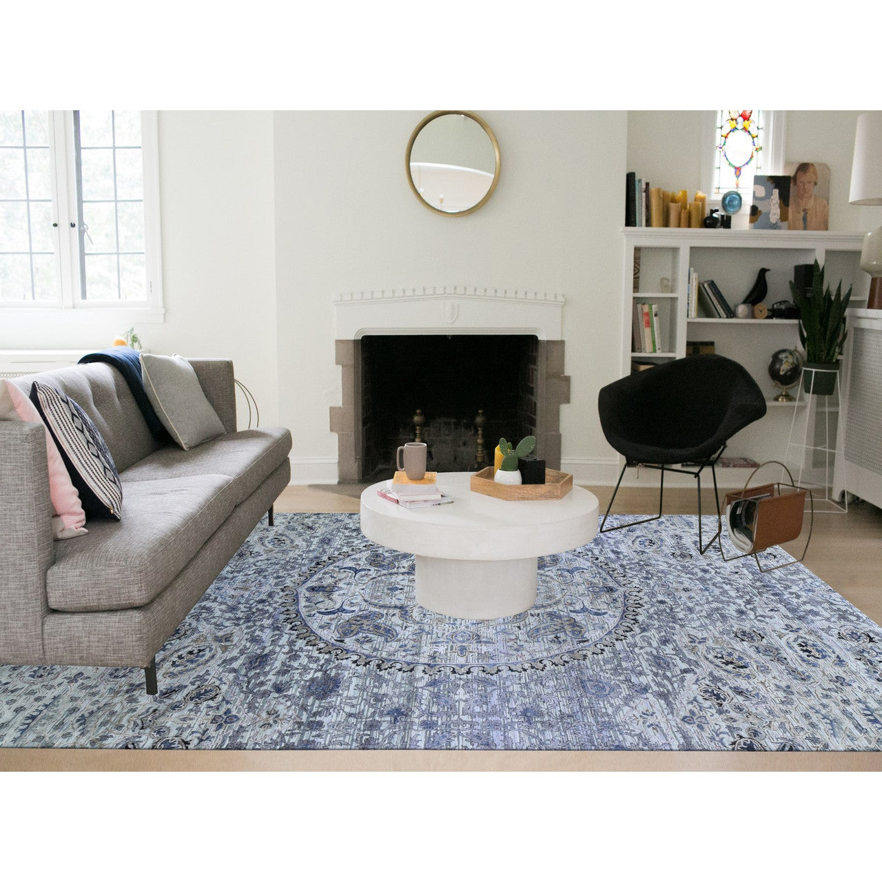 Transitional Wool Hand Knotted Rug Grey No Border 10.0X14.2 -O059493