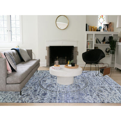 Transitional Wool Hand Knotted Rug Grey No Border 10.0X14.2 -O059493