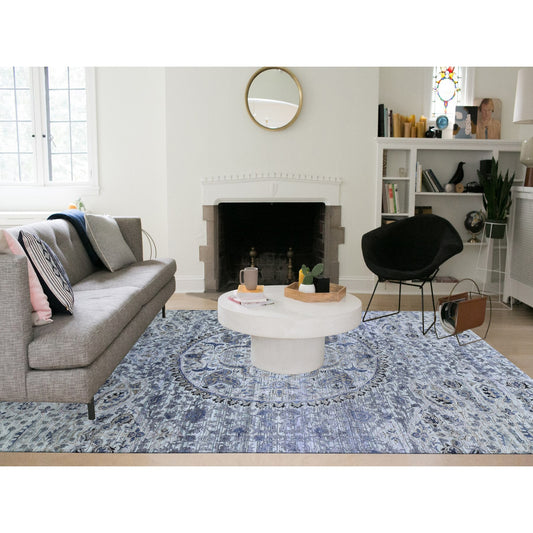 Transitional Wool Hand Knotted Rug Grey No Border 10.0X14.2 -O059493