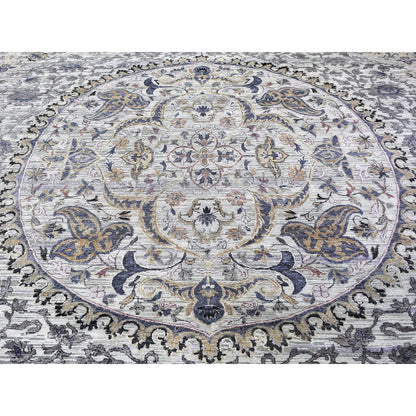 Transitional Wool Hand Knotted Rug Grey No Border 10.0X14.2 -O059493
