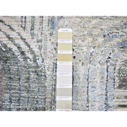 Modern and Contemporary Wool & Silk Hand Knotted Rug Ivory No Border 2.6X8.6 -O059498