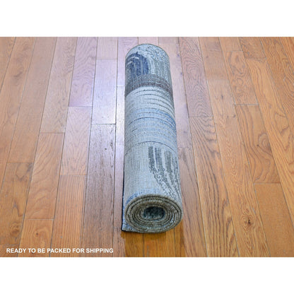 Modern and Contemporary Wool & Silk Hand Knotted Rug Ivory No Border 2.6X8.6 -O059498