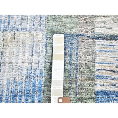 Modern and Contemporary Wool & Silk Hand Knotted Rug Blue No Border 2.8X6.1 -O059499