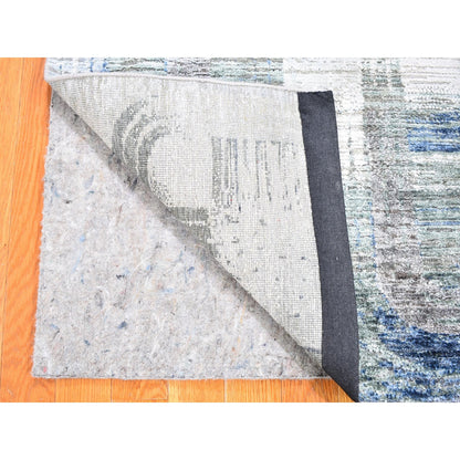 Modern and Contemporary Wool & Silk Hand Knotted Rug Blue No Border 2.8X6.1 -O059499