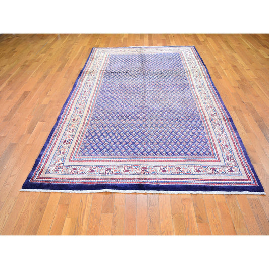 Fine Oriental Wool Hand Knotted Rug Blue Ivory 6.1X11.4 -O059509
