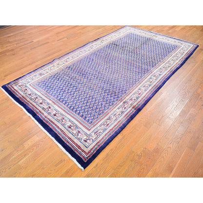 Fine Oriental Wool Hand Knotted Rug Blue Ivory 6.1X11.4 -O059509