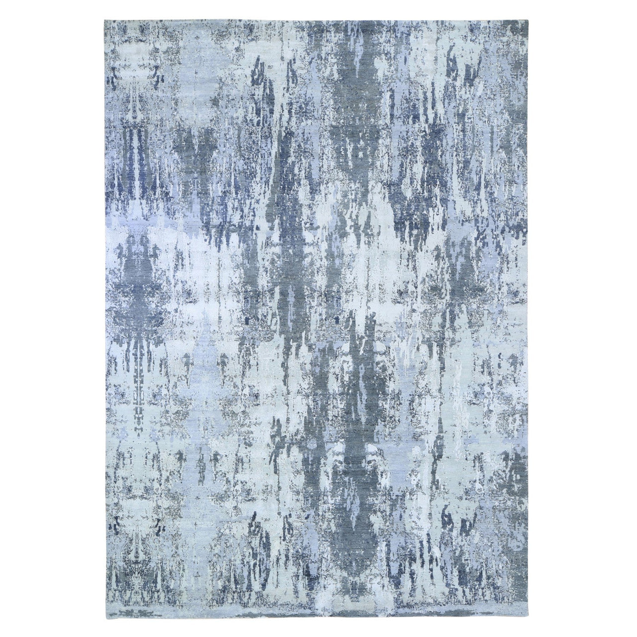 Modern and Contemporary Wool Hand Knotted Rug Ivory No Border 9.0X12.0 -O059518