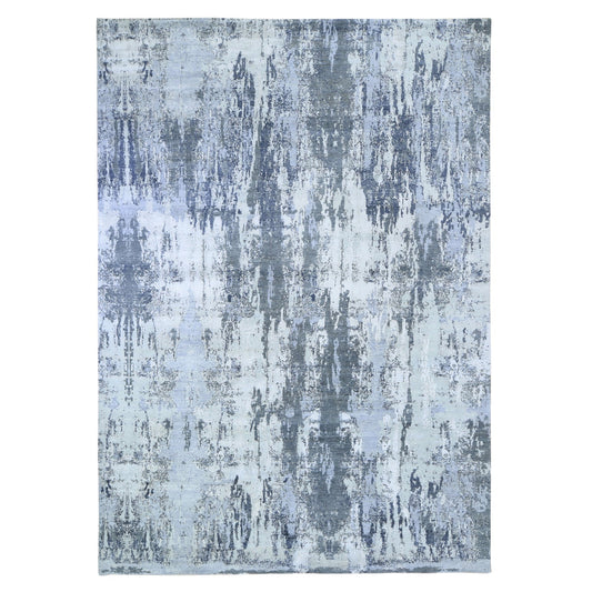Modern and Contemporary Wool Hand Knotted Rug Ivory No Border 9.0X12.0 -O059518