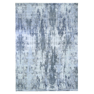 Modern and Contemporary Wool Hand Knotted Rug Ivory No Border 9.0X12.0 -O059518