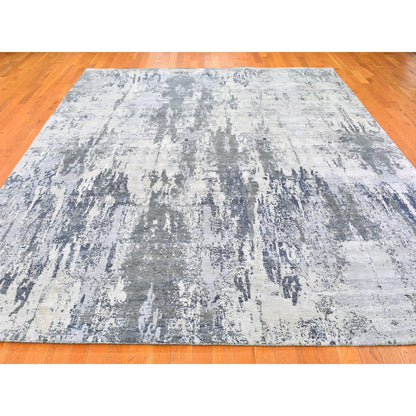 Modern and Contemporary Wool Hand Knotted Rug Ivory No Border 9.0X12.0 -O059518