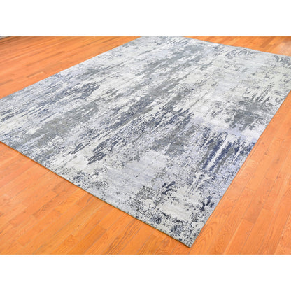 Modern and Contemporary Wool Hand Knotted Rug Ivory No Border 9.0X12.0 -O059518