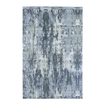 Modern and Contemporary Wool Hand Knotted Rug Ivory No Border 6.0X9.3 -O059519