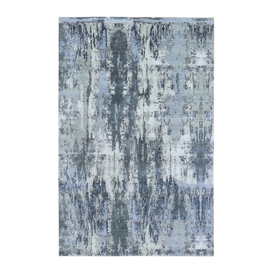 Modern and Contemporary Wool Hand Knotted Rug Ivory No Border 6.0X9.3 -O059519