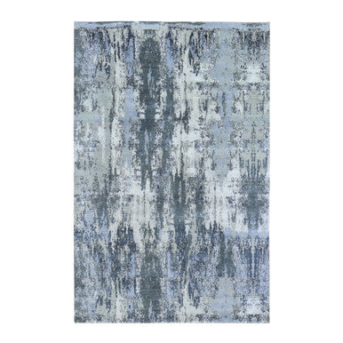 Modern and Contemporary Wool Hand Knotted Rug Ivory No Border 6.0X9.3 -O059519