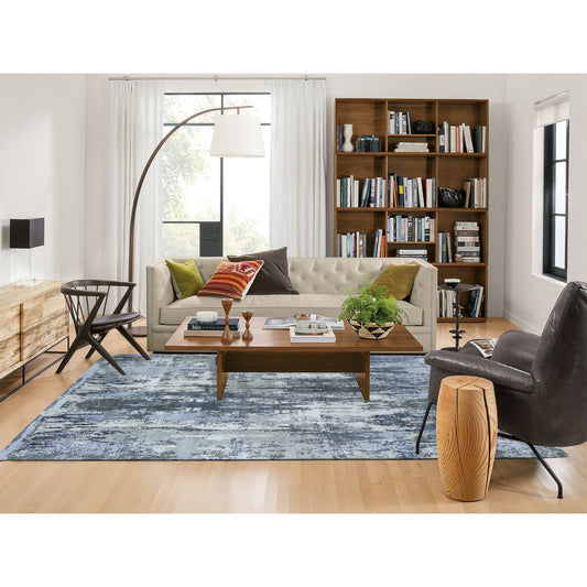 Modern and Contemporary Wool Hand Knotted Rug Ivory No Border 6.0X9.3 -O059519