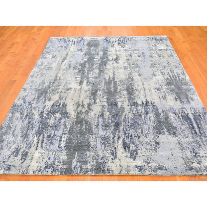 Modern and Contemporary Wool Hand Knotted Rug Ivory No Border 6.0X9.3 -O059519