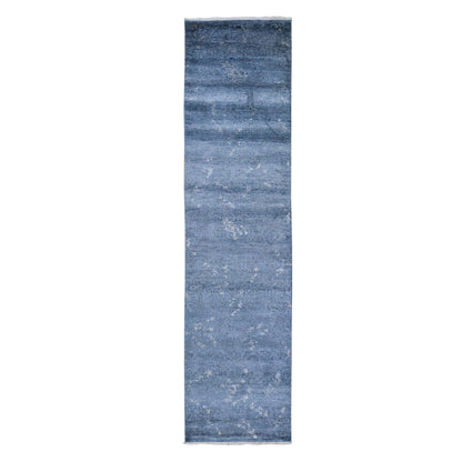 Modern and Contemporary Art Silk Hand Knotted Rug Grey No Border 3.0X11.9 -O059520