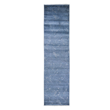 Modern and Contemporary Art Silk Hand Knotted Rug Grey No Border 3.0X11.9 -O059520