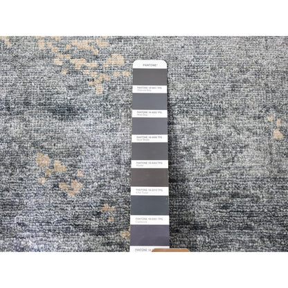 Modern and Contemporary Art Silk Hand Knotted Rug Grey No Border 3.0X11.9 -O059520