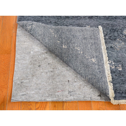 Modern and Contemporary Art Silk Hand Knotted Rug Grey No Border 3.0X11.9 -O059520