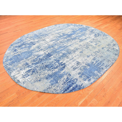 Modern and Contemporary Wool Hand Knotted Rug Blue No Border 8.1X10.1 -O059521