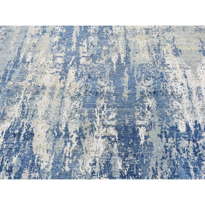 Modern and Contemporary Wool Hand Knotted Rug Blue No Border 8.1X10.1 -O059521