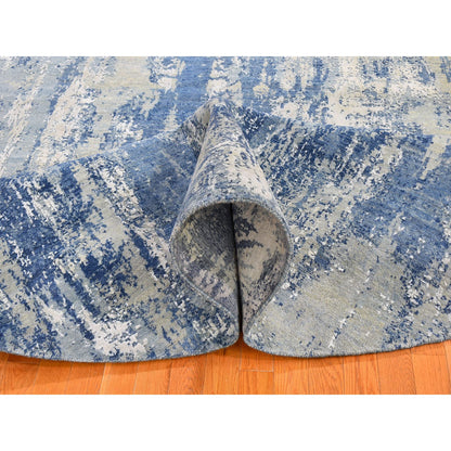 Modern and Contemporary Wool Hand Knotted Rug Blue No Border 8.1X10.1 -O059521