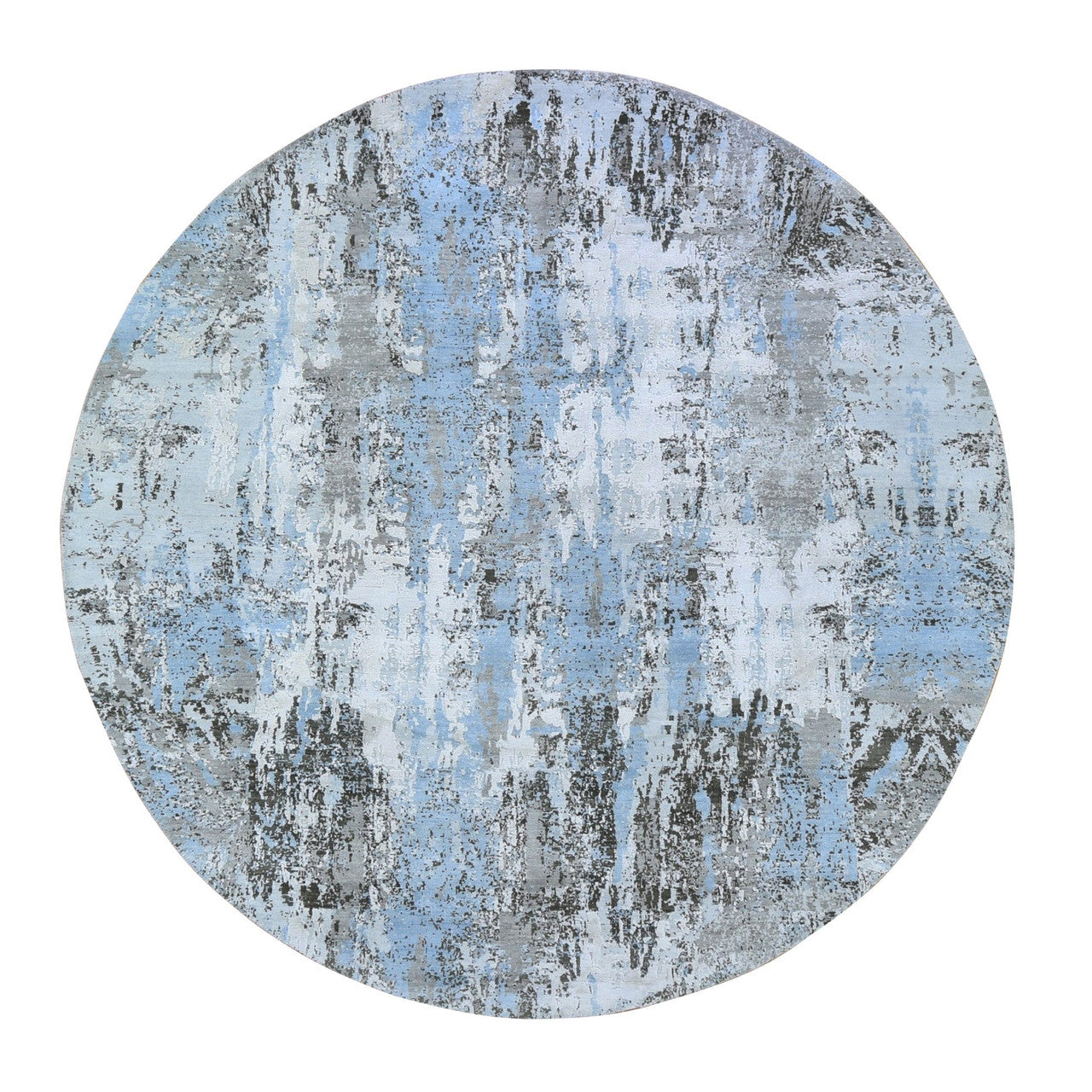 Modern and Contemporary Wool Hand Knotted Rug Blue No Border 8.1X8.1 -O059523