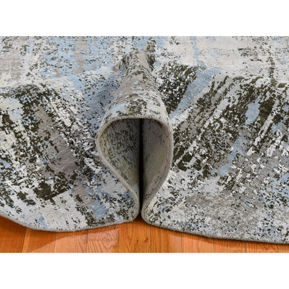 Modern and Contemporary Wool Hand Knotted Rug Blue No Border 8.1X8.1 -O059523