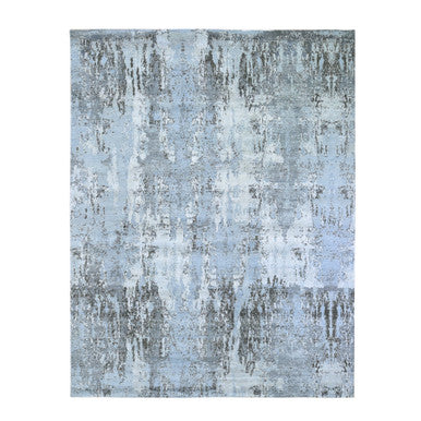 Modern and Contemporary Wool Hand Knotted Rug Ivory No Border 8.0X10.2 -O059524