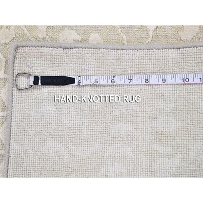 Modern and Contemporary Wool & Silk Hand Knotted Rug Ivory No Border 2.0X3.0 -O059538