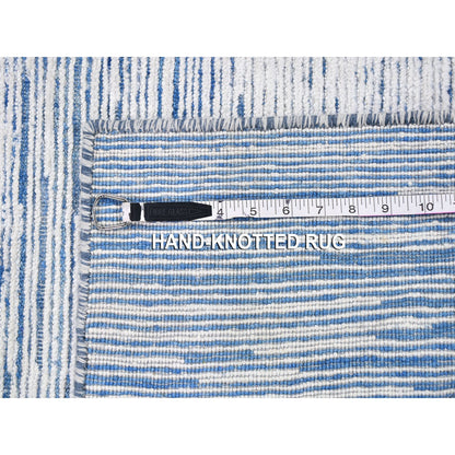 Wool and Silk Wool Hand Knotted Rug Blue No Border 2.0X3.0 -O059542
