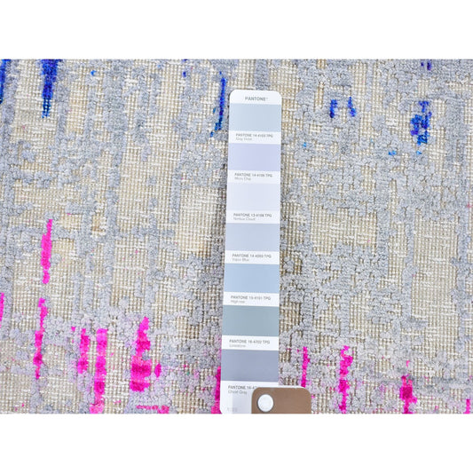 Modern and Contemporary Wool & Silk Hand Knotted Rug Grey No Border 2.0X3.0 -O059545