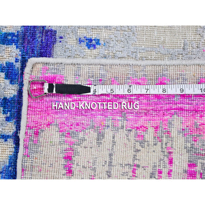 Modern and Contemporary Wool & Silk Hand Knotted Rug Grey No Border 2.0X3.0 -O059545