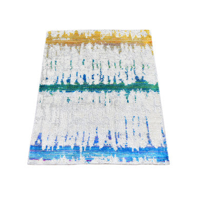 Modern and Contemporary Wool & Silk Hand Knotted Rug Grey No Border 2.0X3.0 -O059552