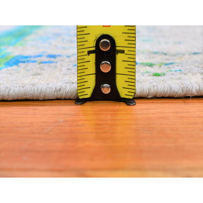 Modern and Contemporary Wool & Silk Hand Knotted Rug Grey No Border 2.0X3.0 -O059552