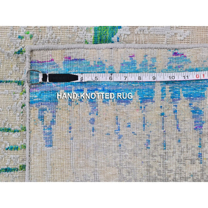 Modern and Contemporary Wool & Silk Hand Knotted Rug Grey No Border 2.0X3.0 -O059552