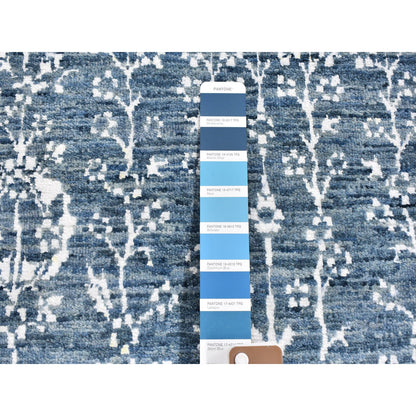 Modern and Contemporary Wool & Silk Hand Knotted Rug Blue No Border 2.6X10.2 -O059559