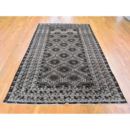 Tribal & Geometric Wool Hand Knotted Rug Brown No Border 5.8X9.10 -O059564