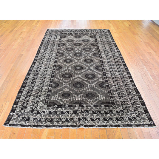 Tribal & Geometric Wool Hand Knotted Rug Brown No Border 5.8X9.10 -O059564
