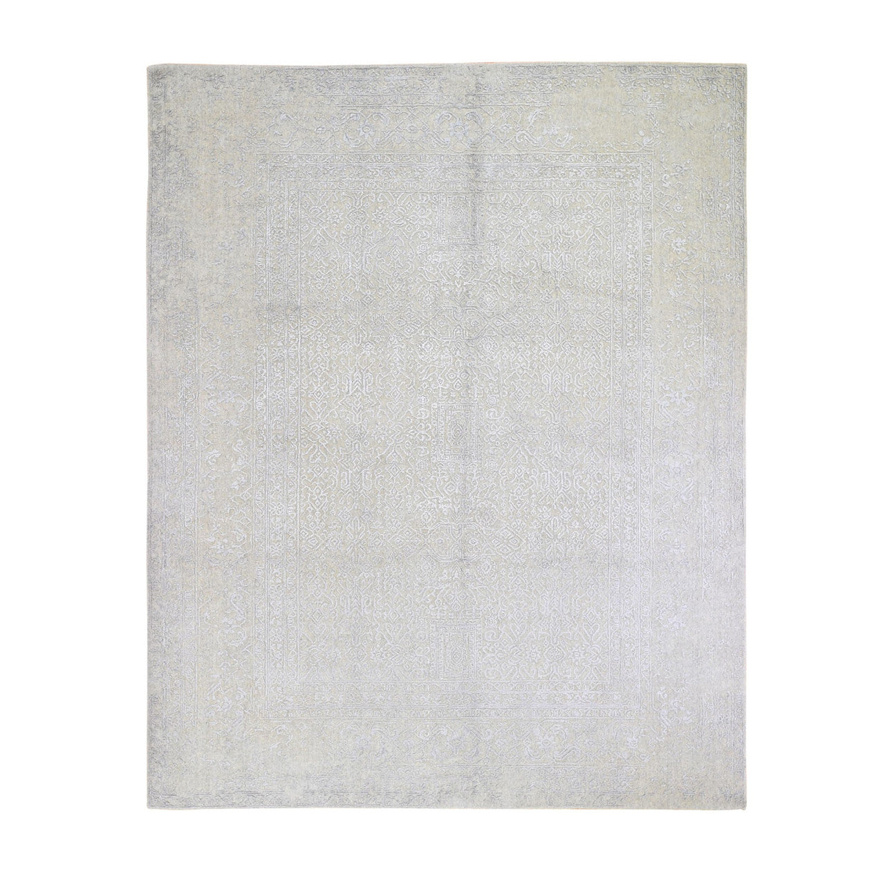 Beige 8'0" x 10'0" Modern and Contemporary Handloom Wool/Silk Rug - Sku: O059566