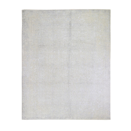 Modern and Contemporary Wool & Silk Hand Loomed Rug Beige No Border 8.0X10.0 -O059566