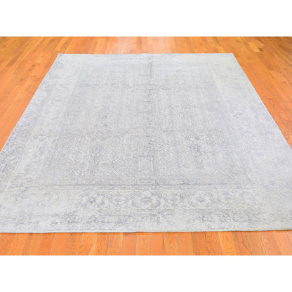 Modern and Contemporary Wool & Silk Hand Loomed Rug Beige No Border 8.0X10.0 -O059566