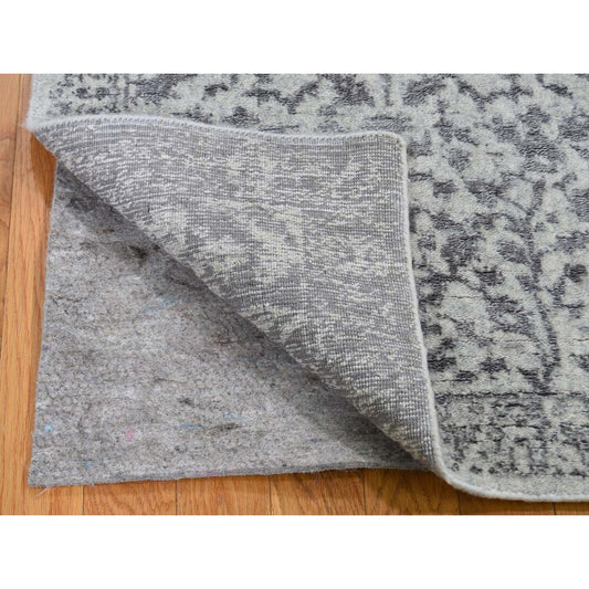 Hand-Loomed Wool & Silk Hand Loomed Rug Grey No Border 2.5X8.0 -O059569