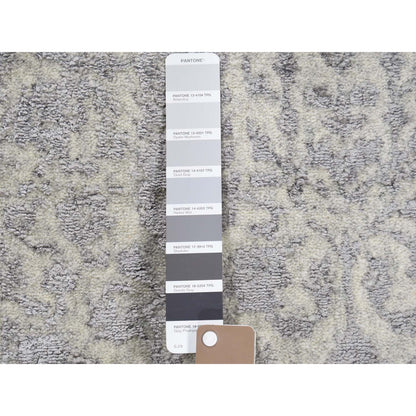 Hand-Loomed Wool & Silk Hand Loomed Rug Grey No Border 2.5X8.0 -O059569