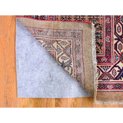 Antique Wool Hand Knotted Rug Brown No Border 3.0X18.0 -O059574